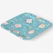 Niedlich Kitty Cat Pattern Whimsical Pappteller (Gewinkelt)