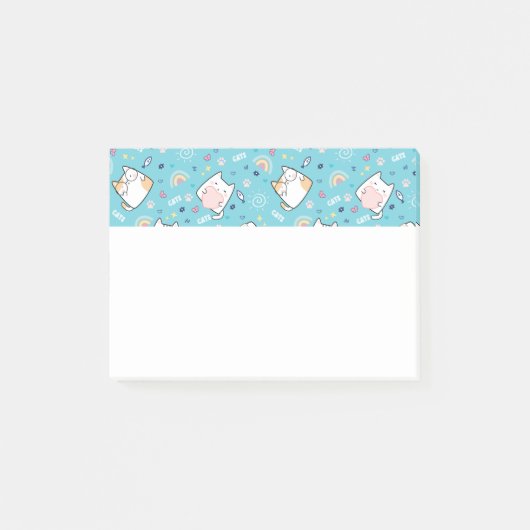Niedlich Kitty Cat Pattern Whimsical Post-it Klebezettel (Vorderseite)