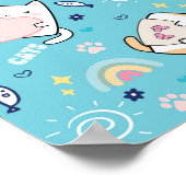 Niedlich Kitty Cat Pattern Whimsical Poster (Ecke)