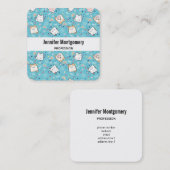 Niedlich Kitty Cat Pattern Whimsical Quadratische Visitenkarte (Vorne/Hinten)