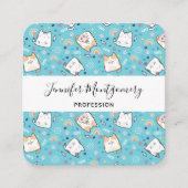 Niedlich Kitty Cat Pattern Whimsical Quadratische Visitenkarte (Vorderseite)