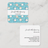 Niedlich Kitty Cat Pattern Whimsical Quadratische Visitenkarte (Vorne/Hinten)