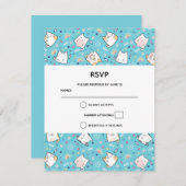Niedlich Kitty Cat Pattern Whimsical RSVP Karte (Vorne/Hinten)