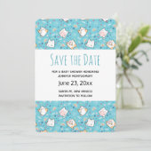 Niedlich Kitty Cat Pattern Whimsical Save the Date (Stehend Vorderseite)