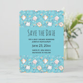 Niedlich Kitty Cat Pattern Whimsical Save The Date (Stehend Vorderseite)