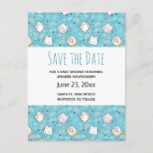 Niedlich Kitty Cat Pattern Whimsical Save the Date Einladungspostkarte (Vorderseite)