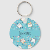 Niedlich Kitty Cat Pattern Whimsical Schlüsselanhänger (Vorderseite)