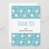 Niedlich Kitty Cat Pattern Whimsical Vielen Dank Dankeskarte (Vorne/Hinten)