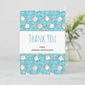 Niedlich Kitty Cat Pattern Whimsical Vielen Dank Dankeskarte (Stehend Vorderseite)