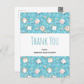 Niedlich Kitty Cat Pattern Whimsical Vielen Dank Postkarte (Vorne/Hinten)