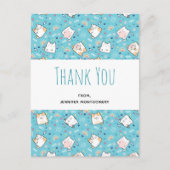 Niedlich Kitty Cat Pattern Whimsical Vielen Dank Postkarte (Vorderseite)