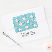 Niedlich Kitty Cat Pattern Whimsical Vielen Dank Quadratischer Aufkleber (Umschlag)