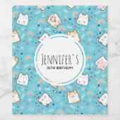 Niedlich Kitty Cat Pattern Whimsical Weinetikett (Einzelnes Label)