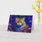 Niedlich Kitty Cat | Über Sie nachdenken Karte (Gelbe Blume)