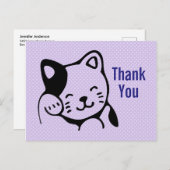 Niedlich Kitty Cat Wave Hello Party Danke Postkarte (Vorne/Hinten)