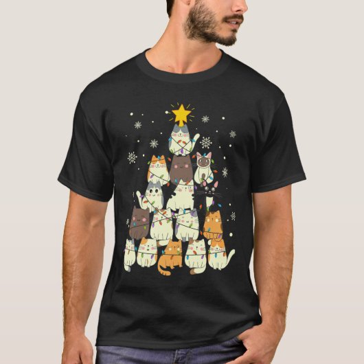 Niedlich Kitty Cat Weihnachtsbaum Catmas Merry Xma T-Shirt (Vorderseite)