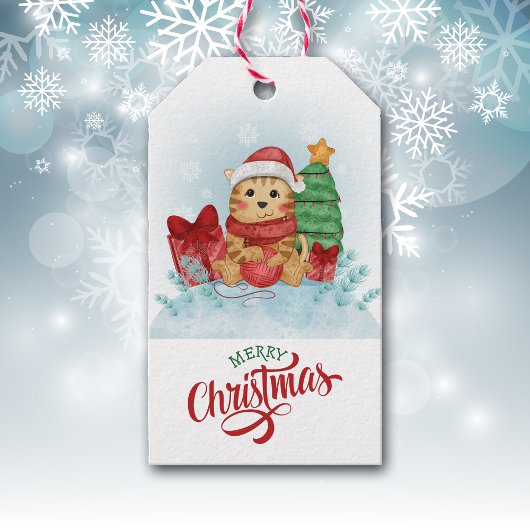 Niedlich Kitty Cat Weihnachtsmannmütze Weihnachten Geschenkanhänger