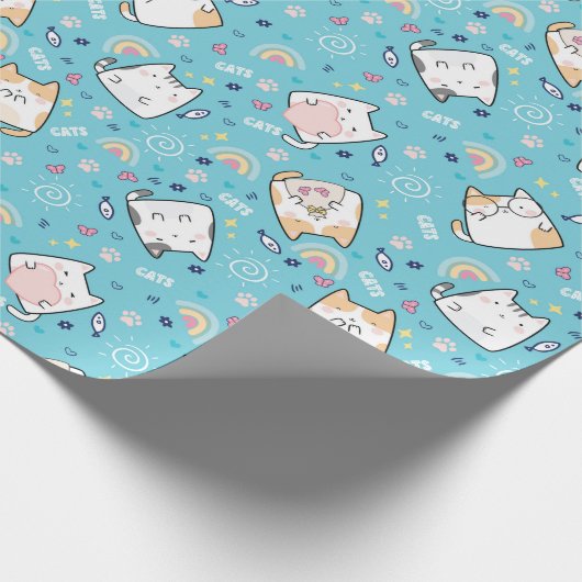 Niedlich Kitty Cats Whimsical Pattern Geschenkpapier (Ecke)