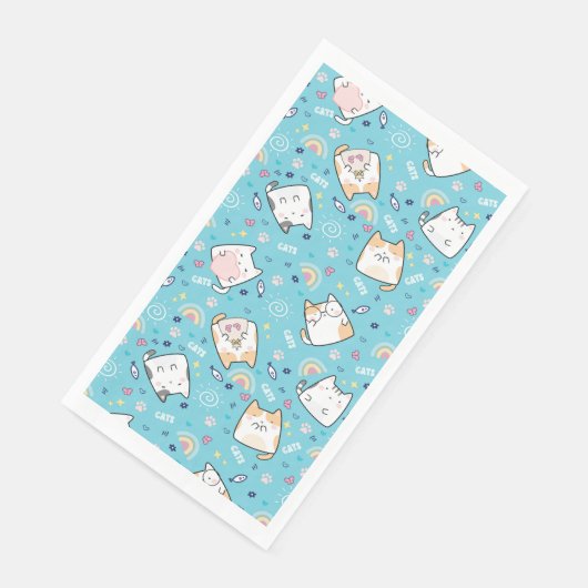 Niedlich Kitty Cats Whimsical Pattern Serviette (Ecke)