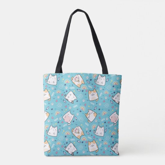 Niedlich Kitty Cats Whimsical Pattern Tasche (Rückseite)