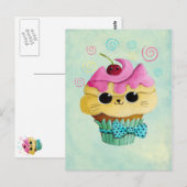 Niedlich Kitty Cupcake Postkarte (Vorne/Hinten)