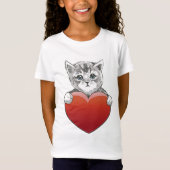Niedlich Kitty Face Cat Red Heart T-Shirt (Vorderseite)