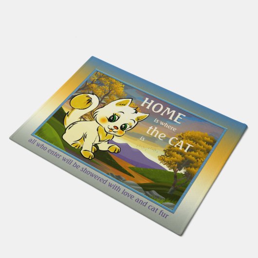 Niedlich Kitty Funny Cat Doormat Fußmatte (Schrägansicht)