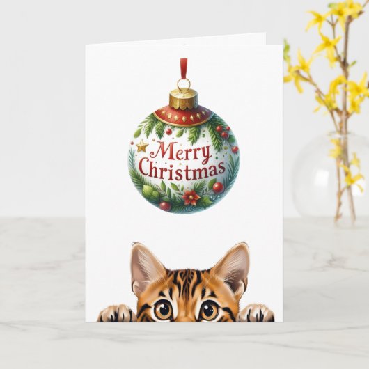 Niedlich Kitty Funny Cat Karte (Gelbe Blume)