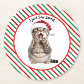 Niedlich Kitty Funny Christmas Cat Paper Untersetz Runder Pappuntersetzer (Vorderseite)