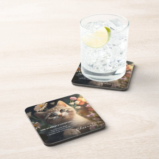 Niedlich Kitty Funny Cocktail Rezept Cat Untersetz Getränkeuntersetzer (Rechte Seite)