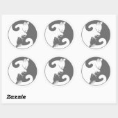 Niedlich Kitty Gray und White Yin Yang Cat Sticker (Blatt)