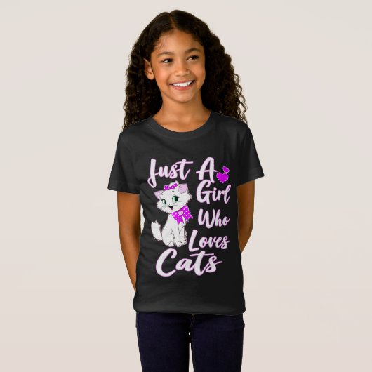 Niedlich Kitty Just a Girl, das Katzen Liebe T-Shirt (Vorne ganz)