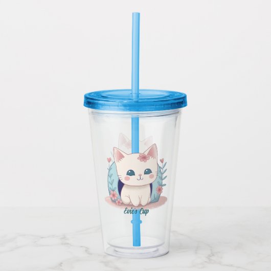 Niedlich Kitty Kawaii Chibi Acryltrinkbecher (Vorderseite)
