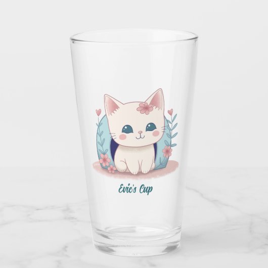 Niedlich Kitty Kawaii Chibi Glas (Vorderseite)