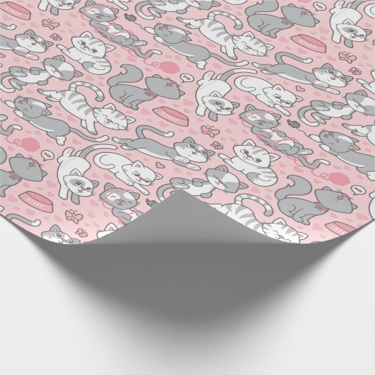 Niedlich Kitty Liebe Geschenkpapier (Ecke)