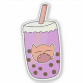 Niedlich Kitty Lila Taro Boba Bubble Tee Aufkleber (Vorderseite)
