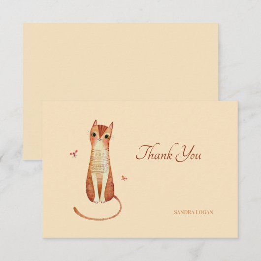 Niedlich Kitty Notecard Dankeskarte (Vorne/Hinten)