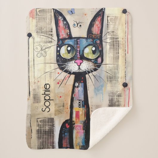 Niedlich Kitty Personalisiert Sherpadecke (Vorderseite)