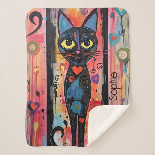 Niedlich Kitty Personalisiert Sherpadecke (Vorderseite)