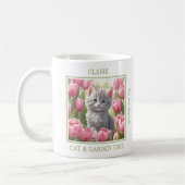 Niedlich Kitty Pink Tulips Cat Lover Name Spring Kaffeetasse (Links)