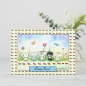 Niedlich Kitty Puppy Ladybug Einladungen (Stehend Vorderseite)