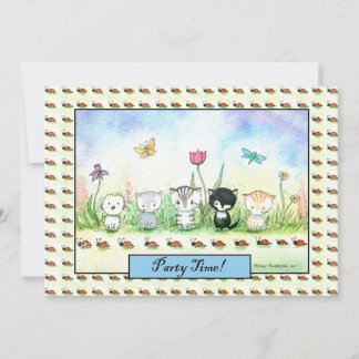 Niedlich Kitty Puppy Ladybug Einladungen