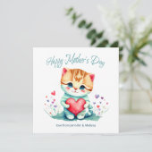 Niedlich Kitty Red Heart Muttertagskarte (Stehend Vorderseite)
