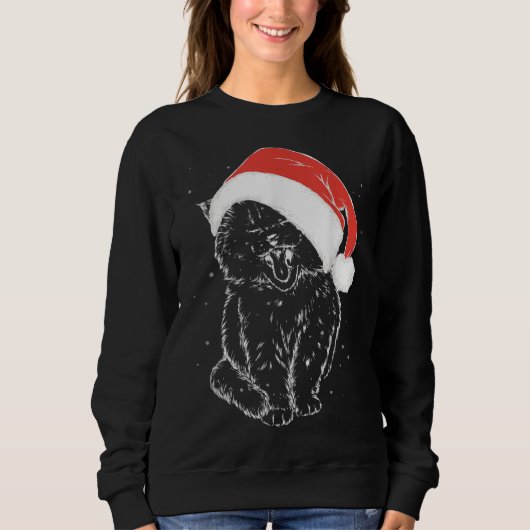 Niedlich Kitty Santa's Hat Weihnachtskatze Kitten Sweatshirt (Vorderseite)