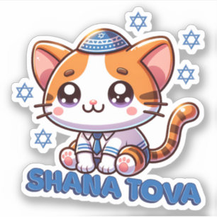 Niedlich Kitty Shana Tova Aufkleber