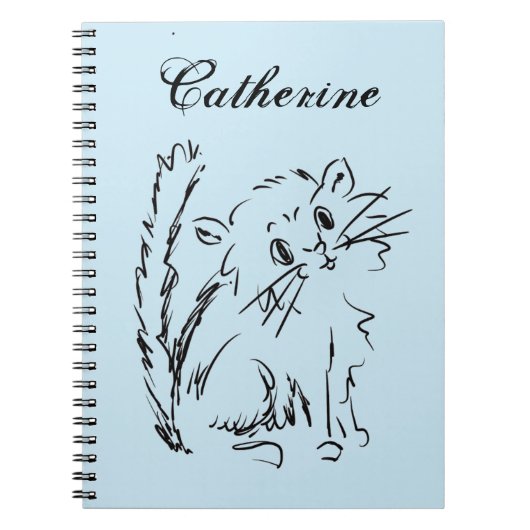 Niedlich Kitty Sketch personalize Blue Notizblock (Vorderseite)