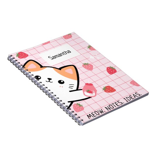 Niedlich Kitty Strawberry Notebook Notizblock (Rechte Seite)