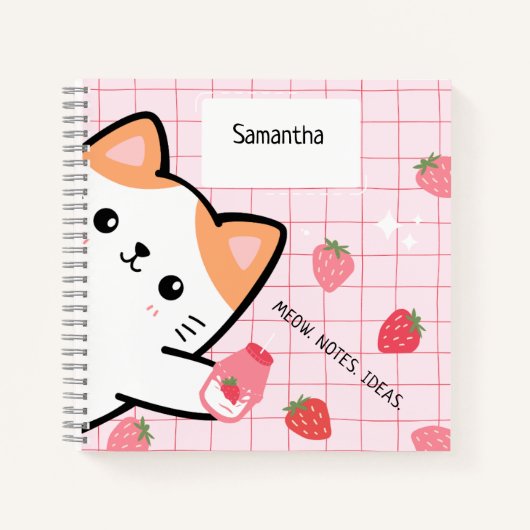 Niedlich Kitty Strawberry Notebook Notizblock (Vorderseite)