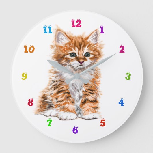 Niedlich Kitty - Sweet Baby Cat Große Wanduhr (Vorderseite)