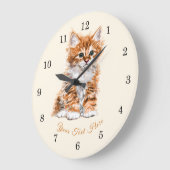 Niedlich Kitty - Sweet - Custom Text / Name Große Wanduhr (Winkel)